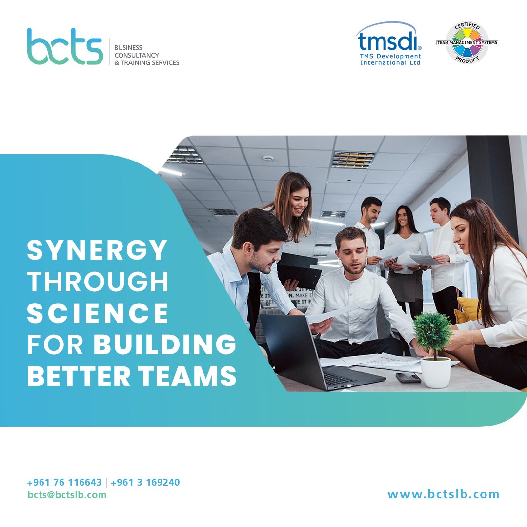 Building better teams through different tools and techniques  such as the TMSDI provided by us to our potential partners, to unlock the full potential of team dynamics.

Contact us for more information at:
+961 76116643 or +961 3 169 240, or send us an email at bcts@bctslb.com