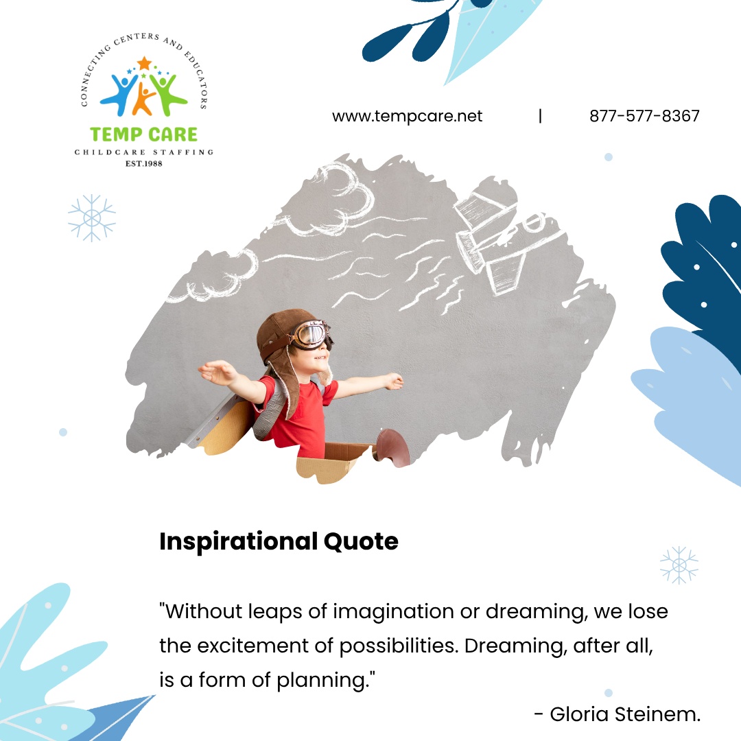 'Without leaps of imagination or dreaming, we lose the excitement of possibilities. Dreaming, after all, is a form of planning.' - Gloria Steinem

#ChildCare #TeachersofIG #TeacherGram #TeacherLove #TeacherStyle #TeacherInspiration #SanMateo #Recruiting #StaffVacationTimeCoverage