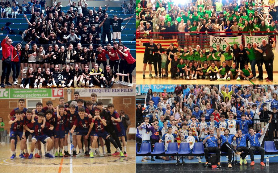 .@H_Poblenou i @handbolAsco, en noies, i @FCBhandbol i @BMGranollers, en nois, guanyen els seus sectors i es classifiquen per a les finals estatals infantils, que es disputaran a Roquetas i Saragossa, i que ja han celebrat els seus sortejos. ➡️ cathandbol.cat/base/infantil/…