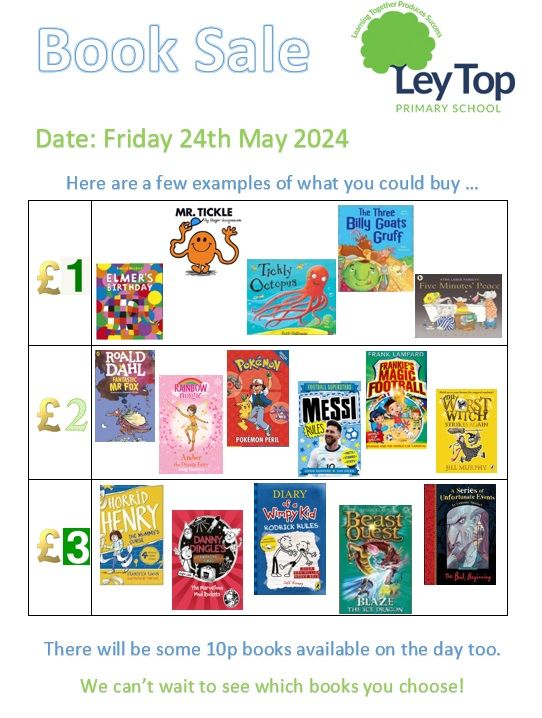 Do your children enjoy reading?
We have a book sale this Friday 24th May 2024, please send change with your child(ren)