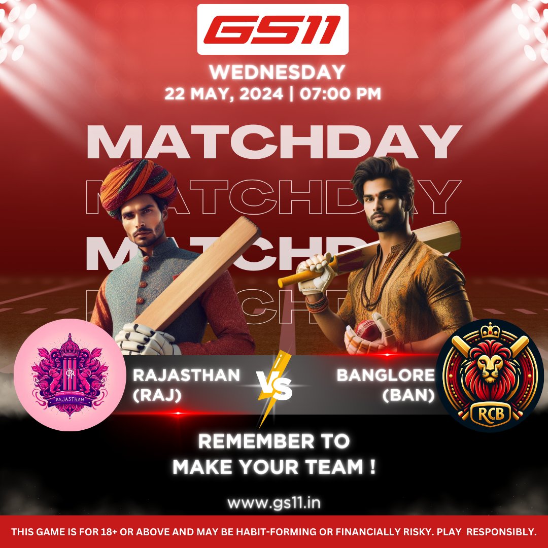 “🏏 Clash of Titans: RAJ vs. BAN! Who will emerge victorious? 🏆🔥 #GS11FantasySports” #cricket #T20 #GS11