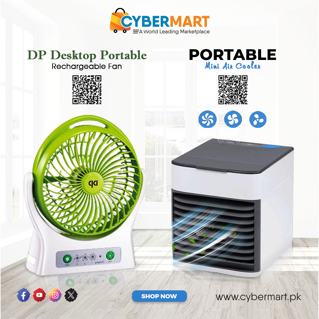 Stay cool and comfortable with our DP Desktop Portable Rechargeable Fan and Portable Mini Air Cooler! Perfect for any space, these handy devices will keep you refreshed all summer long. Scan QR code to Order now from CyberMartPK.

cybermart.pk/Real-Mini-AC-A…
cybermart.pk/DP-Desktop-Por…