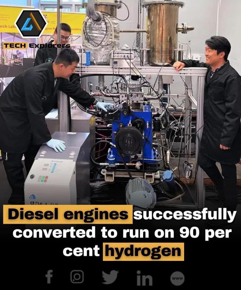 Hydrogen is the future, the not so distant future. ✅ - Engineers at the University of New South Wales have pioneered a method to convert diesel engines to run on hydrogen fuel, paving the way for zero-emission vehicles without the need for entirely new engines. This