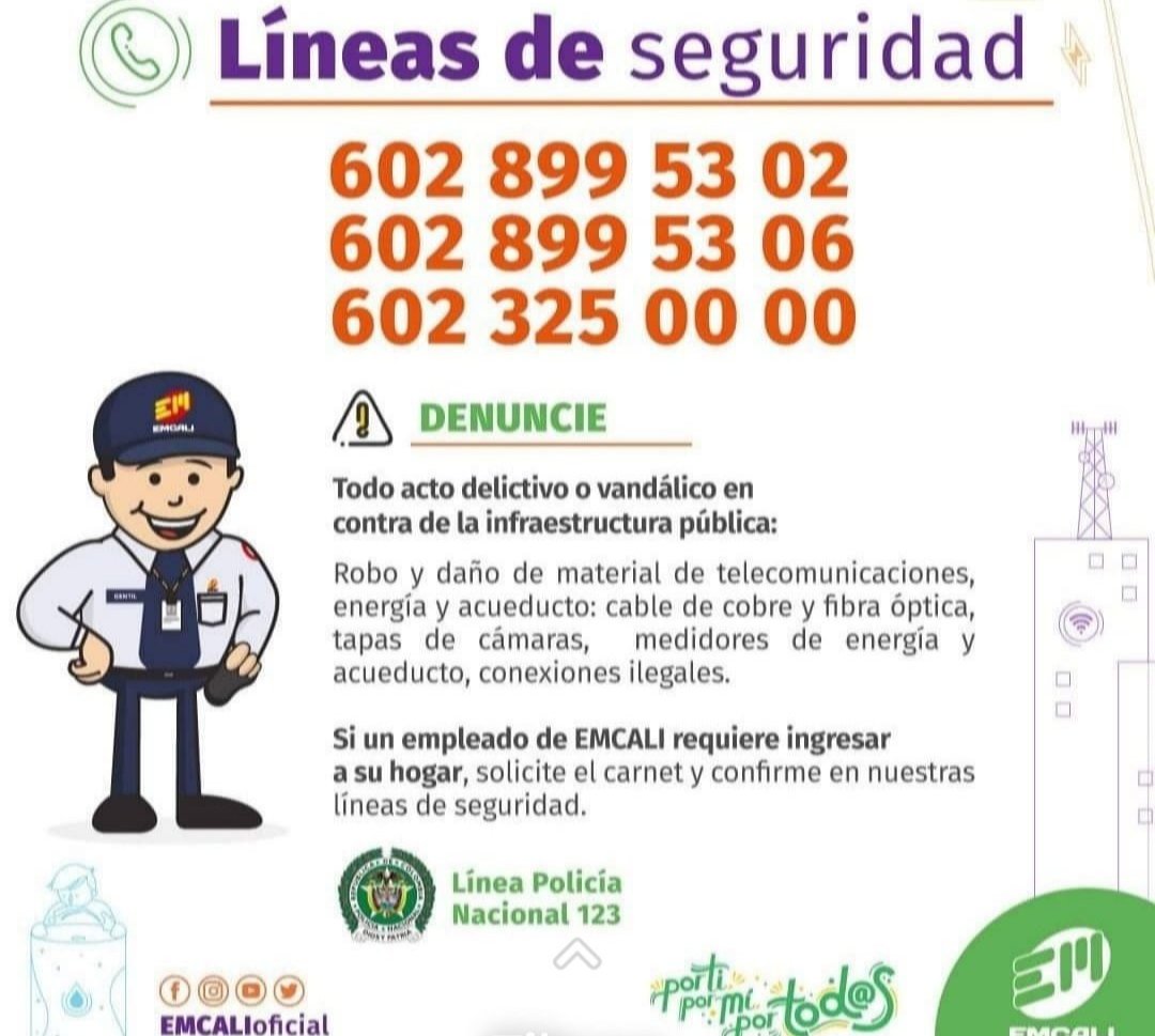 comgeser's tweet photo. Oportuna intervención de @PoliciaCali con el apoyo de la Unidad de Seguridad @EMCALIoficial ,logran la captura de individuo que pretendía hurtar infraestructura de SSPP. 
@AlcaldiaDeCali
@alejoeder @RogerMinaC @SeguridadCali
invitan a seguir denunciando,líneas de Seguridad https://t.co/YmvbmkFLid
