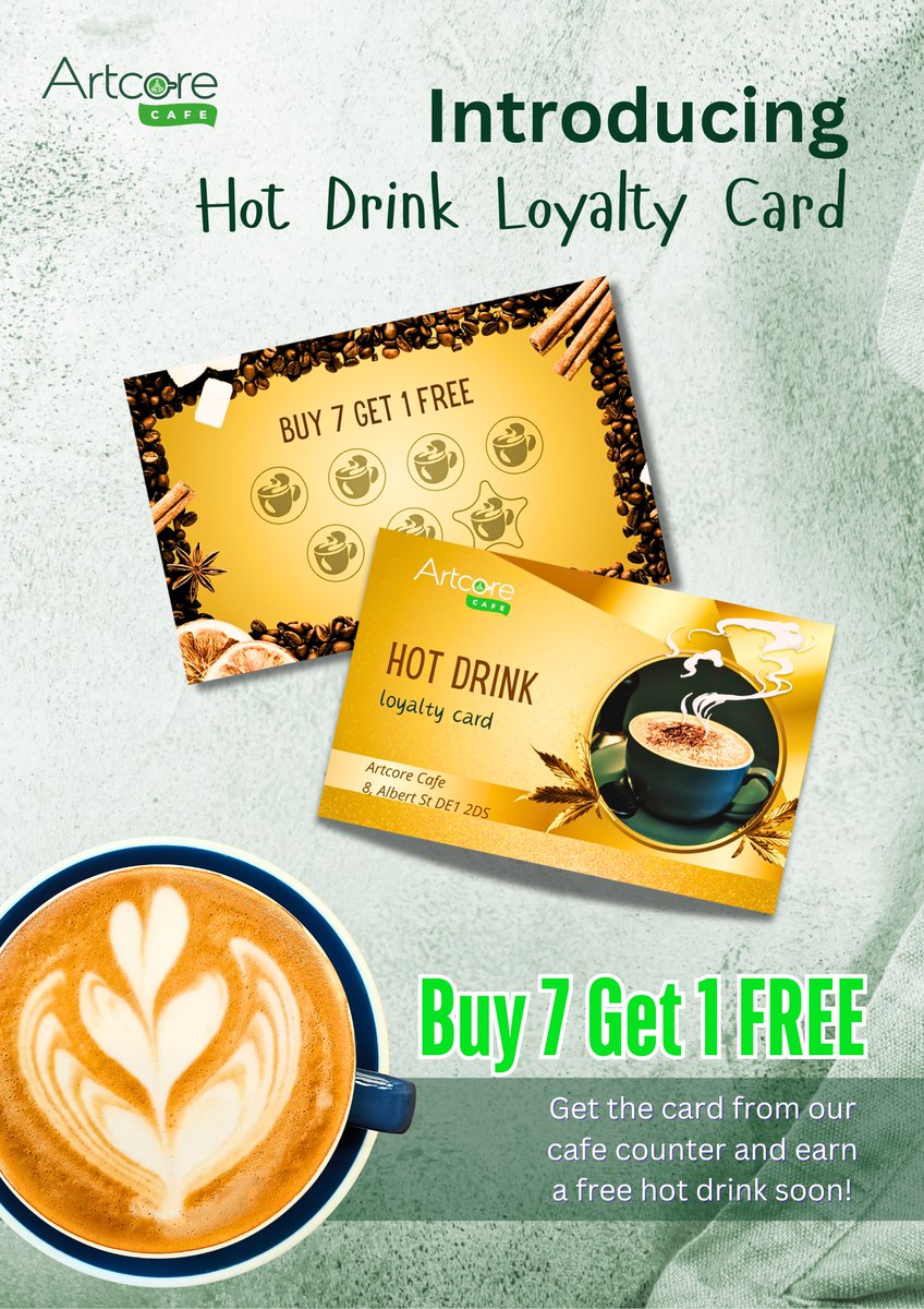 Get ready to sip, stamp, and smile because we’ve got a deal that's hotter than your favorite brew! Buy 7 hot drinks and your next one is FREE! 🥳 Collect those mug stamps at the counter and let the countdown to your free drink begin! #ArtcoreCafe #HotDrinkLoyalty #FreeDrinkFun