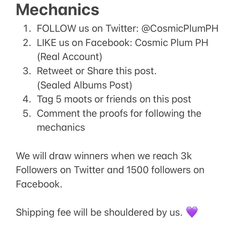 CosmicPlumPH's tweet photo. #CMPPHGA
🎉SEALED ALBUM GIVEAWAY🎉

3 WINNERS of Expergo Sealed Album
1 WINNER of Manifesto Sealed Album
1 WINNER of Teddy Bear Sealed Album
1 Winner of Cheshire Sealed Album

Just follow the mechanics below👇

🏷️enhypen nmixx stayc itzy engene nswer swith midzy pls help rt https://t.co/uYdCBHKZuV