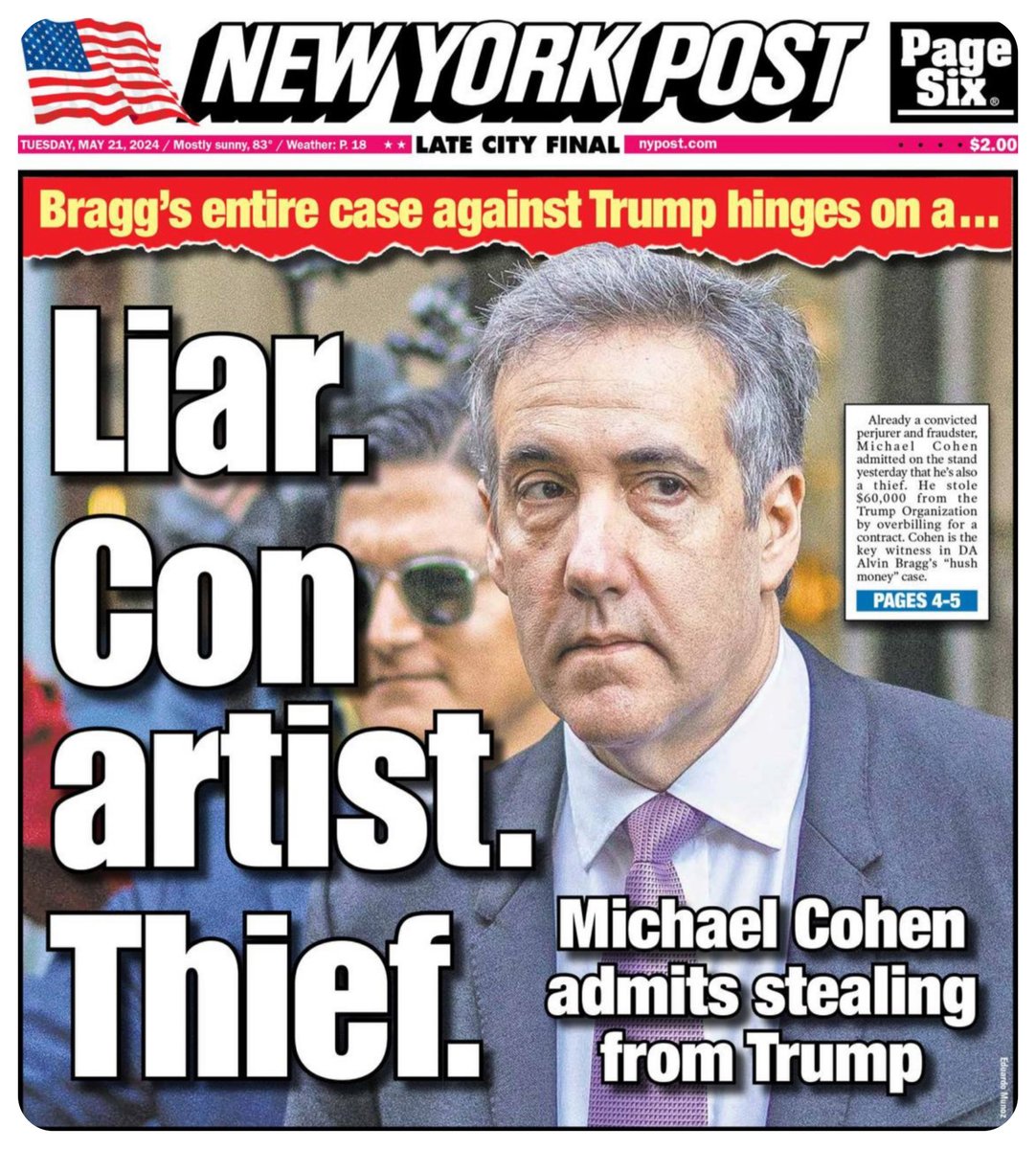 Already labeled a con artist and perjurer, Michael Cohen admits on the stand he’s a thief.