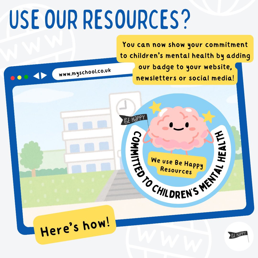 behappyresource's tweet image. Use our resources? We now have a badge for you to display on your website, email signature or social media to show your commitment to children’s mental health! If you’re a member you should have received it in your inbox, if not, pop over a message to hello@behappyresources.co.uk