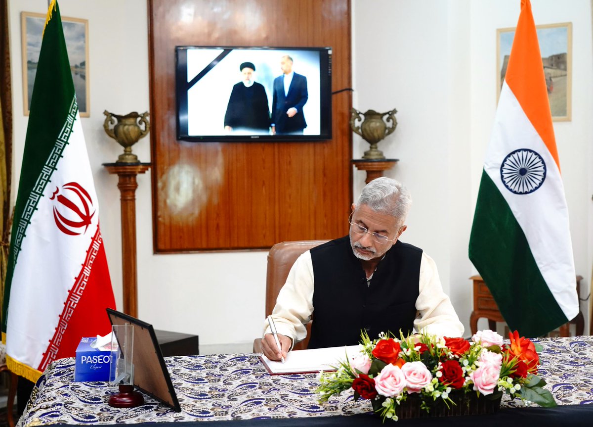 Visited the Embassy of Iran in Delhi today to convey our deepest condolences on the tragic passing away of President Ebrahim Raisi and my colleague, Foreign Minister Hossein Amir-Abdollahian. They will always be remembered as friends of India who contributed immensely to the