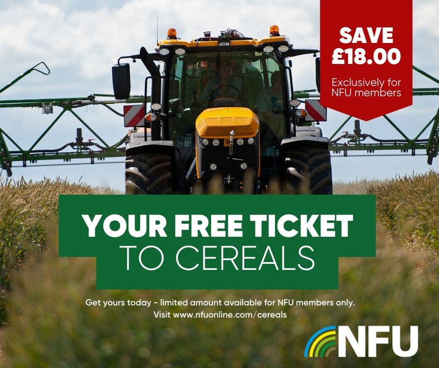 NFU members | You can get free tickets to @CerealsEvent saving you £18.00👏 🚨Limited offer so get them before they run out🚨 Get your offer code and book your tickets here👉ow.ly/mZCK50ROzVr #BackBritishFarming #YourHarvest #Cereals