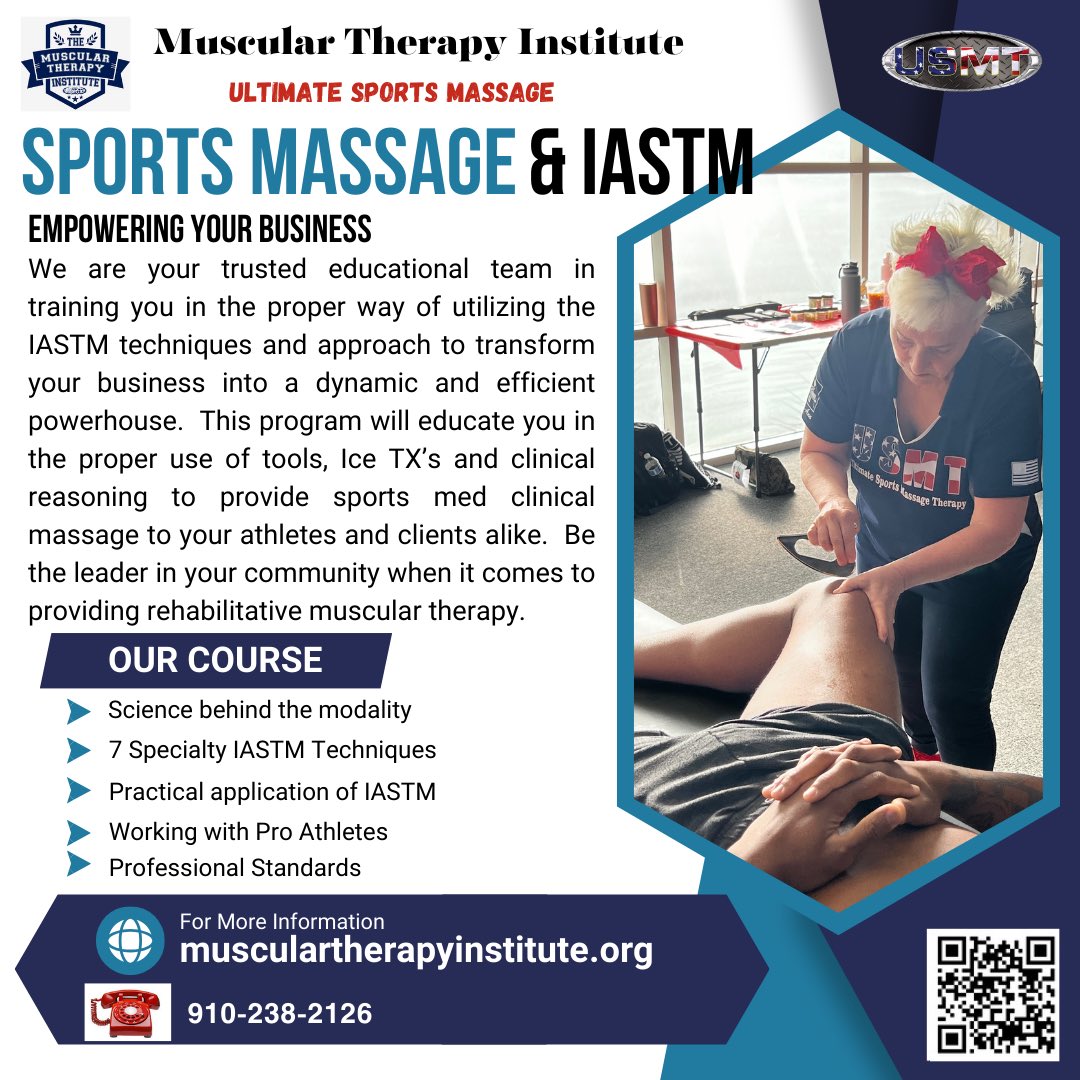 IASTM class in Cincinnati Ohio is fast approaching!! Don’t miss out on this educational experience with the Muscular Therapy Institute! 
Registration on website 
musculartherapyinstitute.org