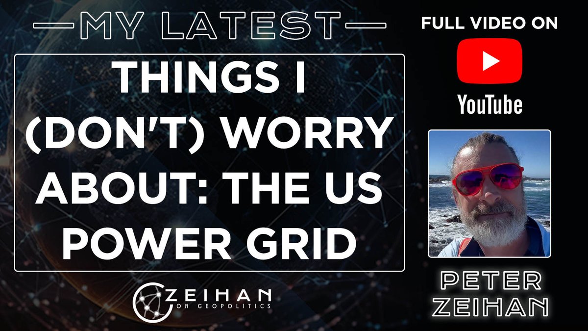 I've started hearing rumblings about the American power grid and vulnerability to cyber attacks. Sure there's been hiccups throughout the years, but this one isn't keeping me up at night. Full Newsletter: mailchi.mp/zeihan/things-…