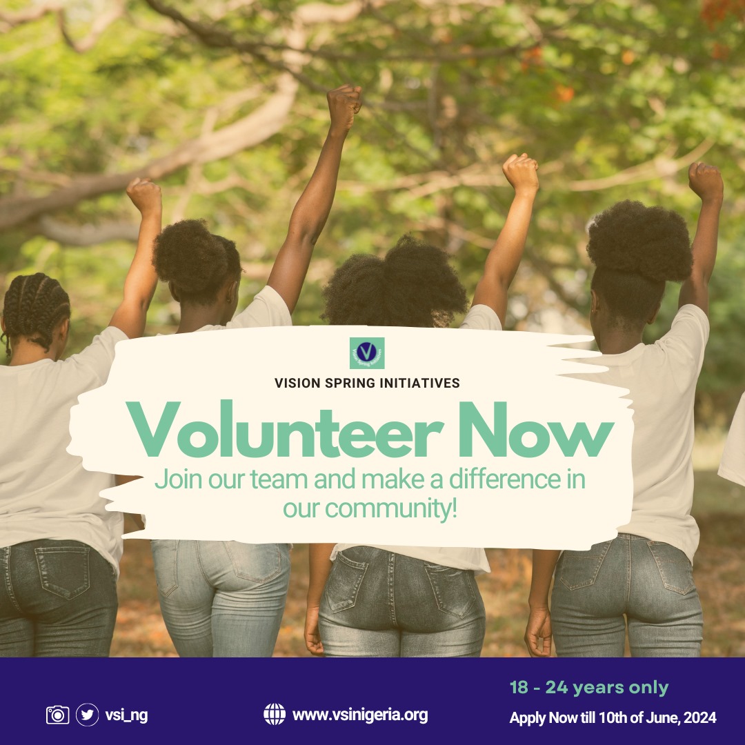 VSI_ng's tweet photo. Dear You! 🫵🏾 
Are you young, vibrant, and passionate about volunteering for a social cause within your community?
Vision Spring Initiatives is looking for volunteers like you within Ikorodu to be part of our #GirlImpact Project.

Requirements to meet are:
-Age 18-24 https://t.co/pcMaNXJEBP