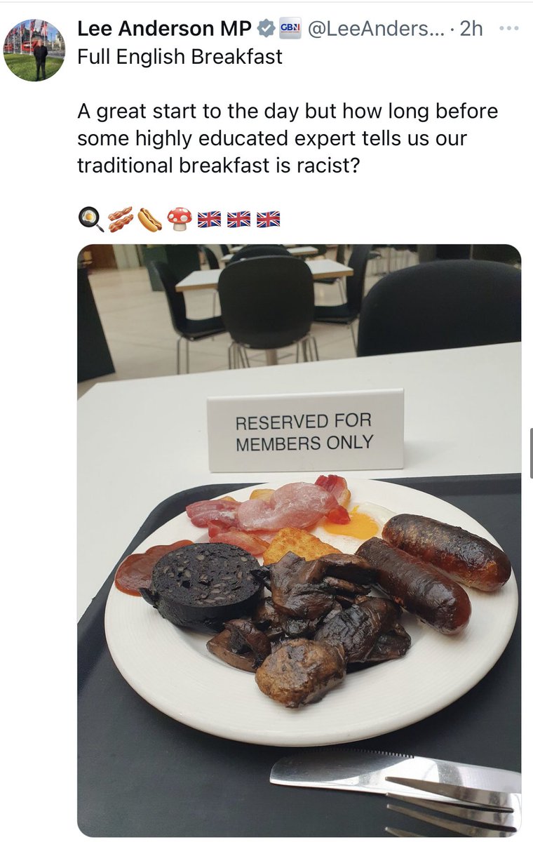 Aside from the general ridiculousness of his point, the emoji usage suggests his traditional breakfast consists of a fried egg, two bacon rashers, a hotdog, a poisonous toadstool and three flags 

Tasty combo that…..