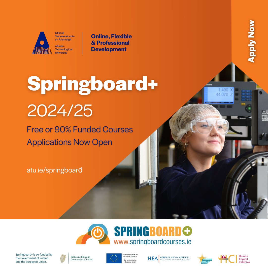 📣 Now Open for Applications - Springboard+ Courses 2024/25 🎉 Apply now for these Free & 90% Funded courses, starting September 2024, across a variety of faculties including Business, Culinary Arts, Engineering, Life Science, Marketing & more🎓 🔗 atu.ie/springboard