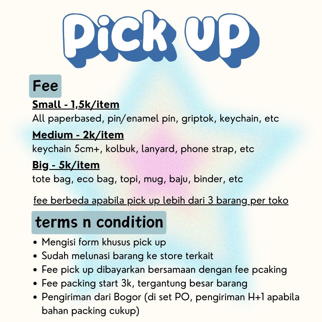 ✨OPEN JASTIP P-Land Vol.3 Day 2✨

· Fee start 1,5k/item
· Pengiriman dari Bogor, COD Bogor
· Jastip, Pick Up, Live Shopping
· Grup WA/Line
· Special fee/discount! 

Untuk detail boleh dm atau cek form forms.gle/ZkzgeTDuLt8yEJ…

t. Jastip pland p-land kpop #zonauang