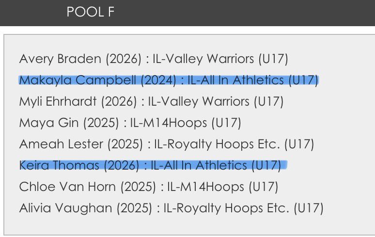 Congrats to ALL IN 2024 <a href="/makaylacampb22/">Makayla Campbell</a> and <a href="/2026/">Gary M</a> <a href="/KeiraThomas25/">Keira Thomas</a> for making the Pool All-Star team at the <a href="/USJN/">USJN</a> Mid America Challenge this past weekend in Iowa. #ALLINfamily <a href="/aiathletics/">ALL IN Athletics</a>