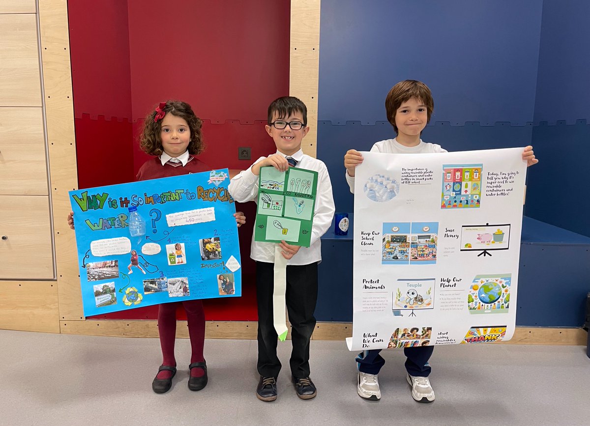 Our Primary #EcoRangers have presented some very inspiring projects on the critical issue of non-recyclable plastics. Let's follow their lead and make a positive impact on our 🌍 by reducing our 👣footprint. We are ready to celebrate #WorldEnvironmentDay! 🌱💚 #BSV #CognitaWay