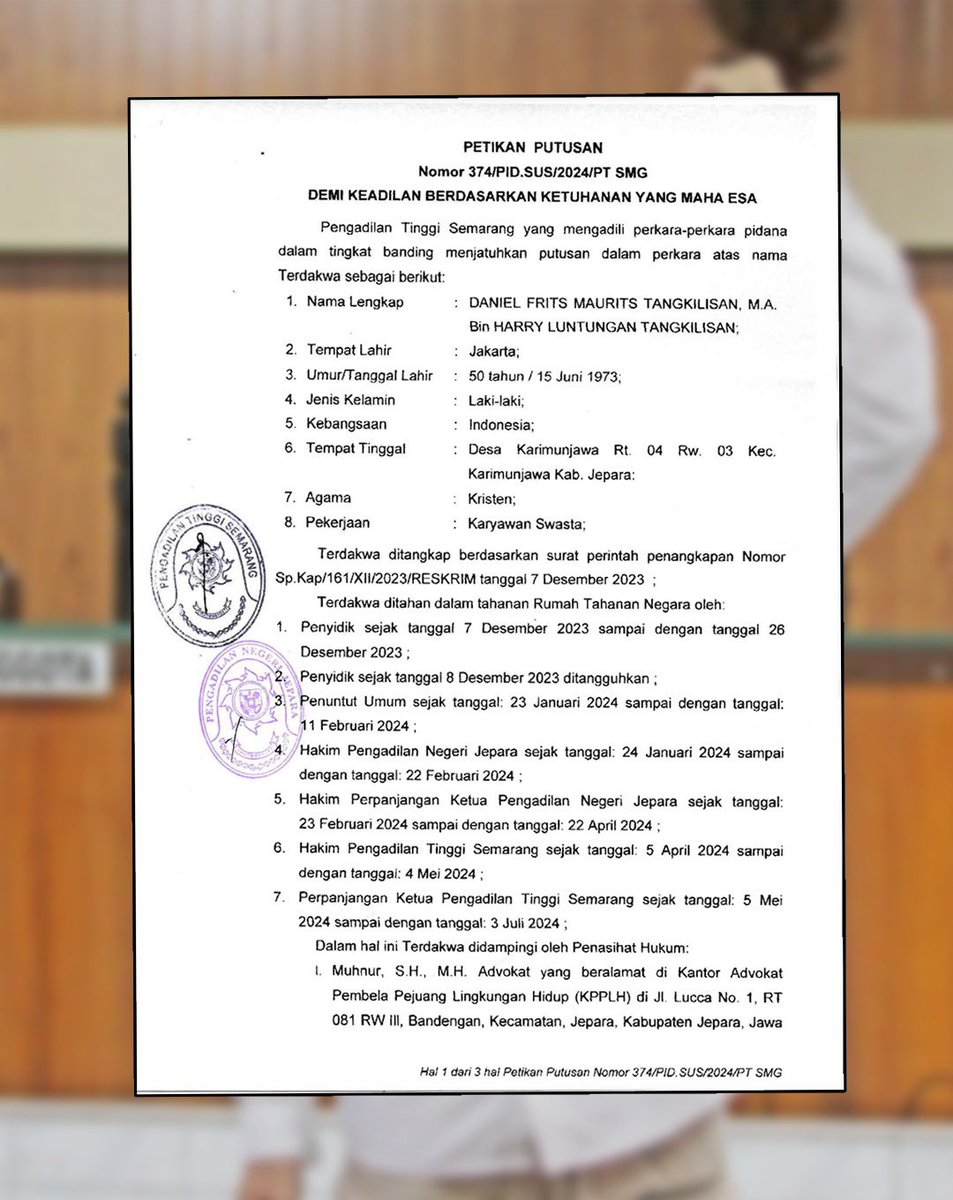 BREAKING NEWS! Daniel Tangkilisan lepas dari tuntutan hukum. ✊ Pejuang lingkungan hidup memang seharusnya dilindungi dari segala bentuk kriminalisasi. Mereka yang merusak lingkungan hidup di Karimunjawa-lah yang mestinya diproses hukum! #SaveKarimunjawa