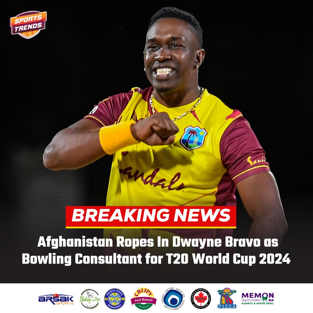 🚨 BREAKING NEWS 🚨 DJ Bravo will be Afghanistan's bowling consultant for the T20 world cup 2024 🏏🇦🇫🏆 #Cricket #Afghanistan #AfghanAtalan #AfghanistanCricket #T20WorldCup #T20WorldCup2024 #DJBravo #SportsTrendsCan #SportsTrendsCanada