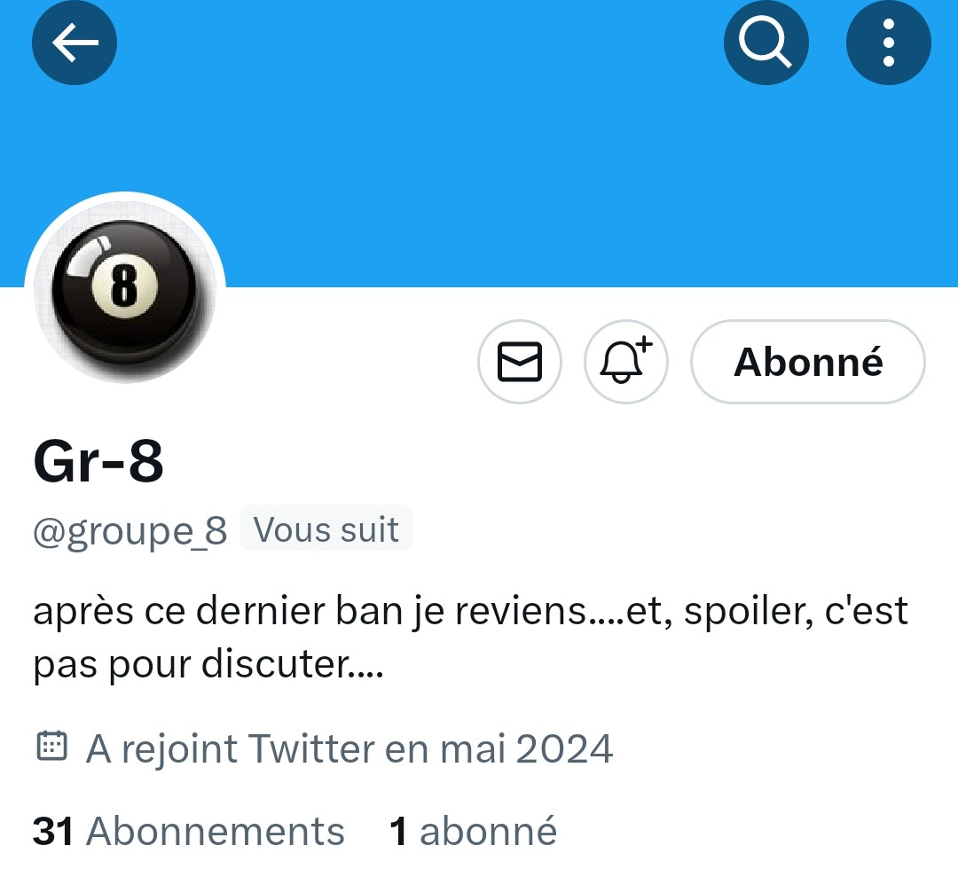 INFO🚨Mes amis patriotes🇨🇵 Victime de la bien-pensance notre ami @groupe_8 👍 A besoin de vous ! Son compte à sauté !😖 Merci de vous abonner à lui pour l'aider à reconstituer sa TL!🙏 Merci n'oubliez pas ! 😉 Tous ensemble nous sommes plus forts!🇨🇵💪👍👌