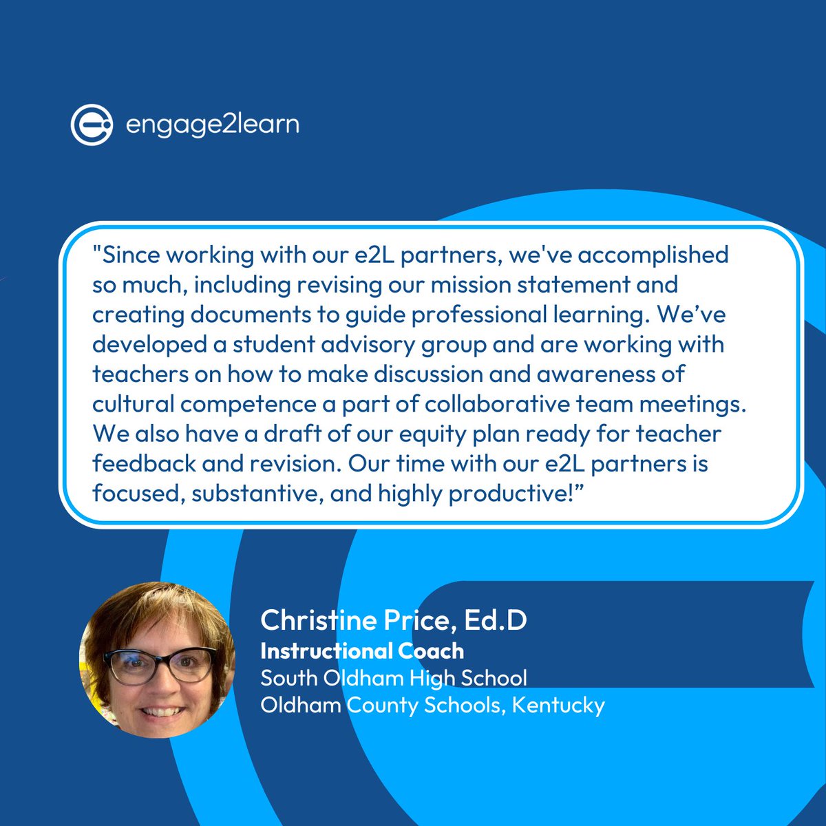 It's #TestimonyTuesday! We're so proud to be part of the incredible equity work happening in public schools across Kentucky. ⭐ Psst... do you have a testimony about your expereince with e2L? You can share yours here: bit.ly/3K7DT7t