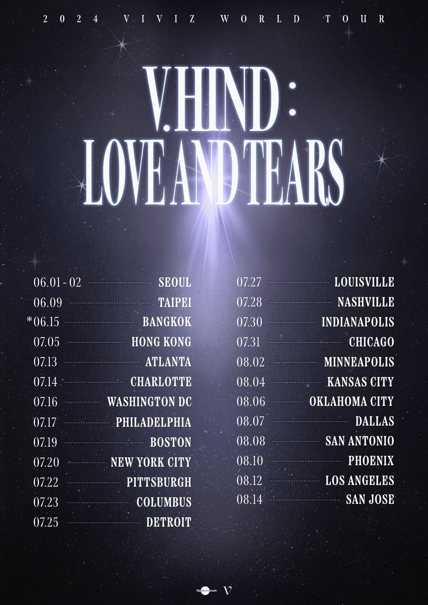 [#VIVIZ] 📢

2024 VIVIZ WORLD TOUR [V.hind : Love and Tears] 투어 일정 안내 (+추가 지역 오픈)

🔗 cafe.daum.net/VIVIZ/Xw4f/131

#비비지
#EUNHA #은하
#SINB #신비
#UMJI #엄지
#Vhind_LoveandTears