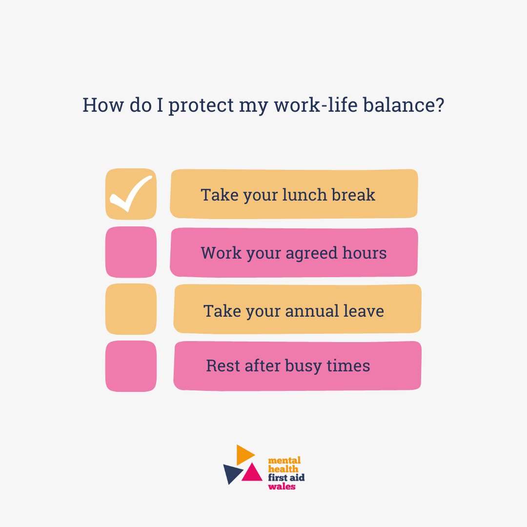 Protecting your work-life balance is important to ensure that your wellbeing is supported.

If your workplace is championing mental health and well-being, our Wellbeing Quality Mark is the perfect way to celebrate. Visit our website for more information -mhfawales.org/wellbeing-qual…