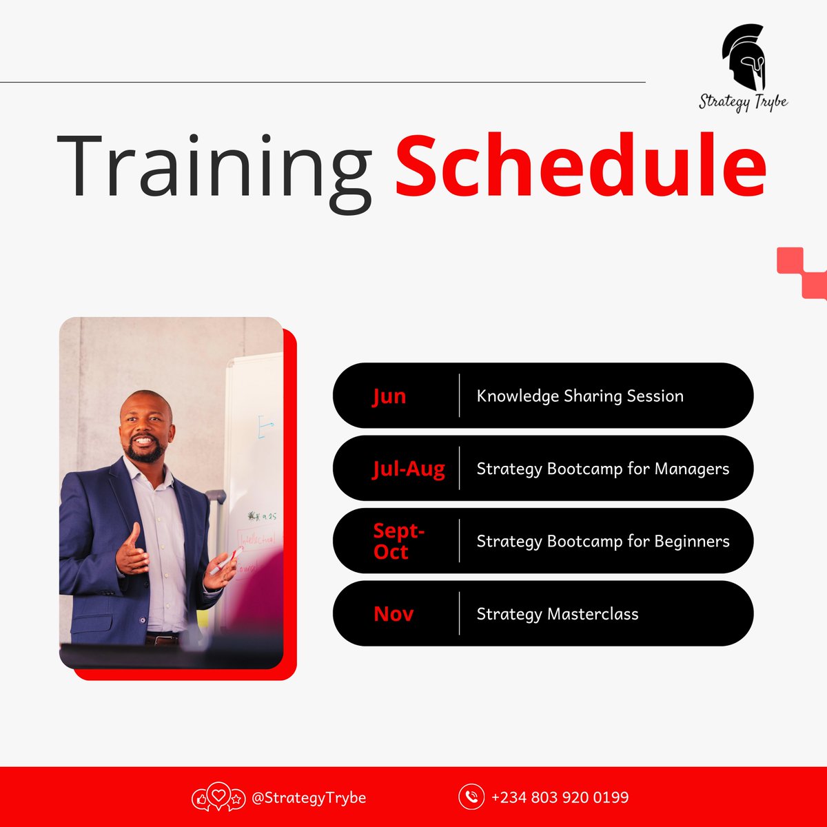StrategyTrybeNg's tweet photo. Mark your calendars 📅 for these elite Strategy and Account Planning training sessions that will give you the competitive edge you need to thrive in your professional and personal lives.
#strategytrybe #strategy #creativity #accountplanning #creativity #marketingcommunications https://t.co/JRWkweGJjs