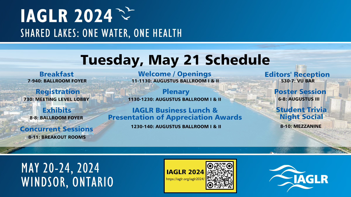 #IAGLR24 Schedule of Events for Tuesday, May 21: bit.ly/3WJWP3p