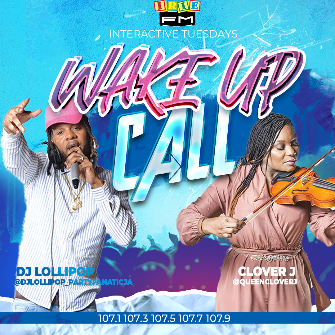 IRIE_FM's tweet photo. ⏰ Rise and shine with the #WakeUpCall with #CloverJ and #DJLollipop, airing live on #the107s for #InteractiveTuesday. Join the conversation now! @queencloverj @djlollipop_viralgad 🌅🎶📻 https://t.co/fLBBrDFyi2