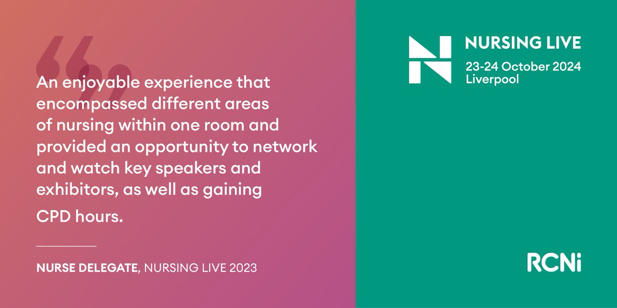 🎉 ‘An enjoyable experience that encompassed different areas of nursing within one room...’ 🌟 #NursingLive2024 offers key speakers, exhibitors and CPD hours!

📩 Register now! ow.ly/zBCL50ROzrb

#NursingLive #CPD #ProfessionalDevelopment
