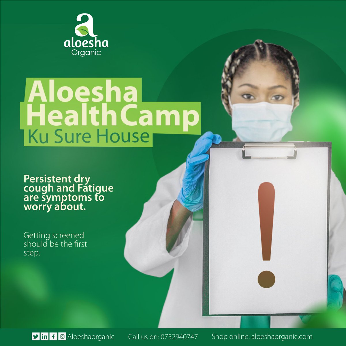 Kind reminder: Don't ignore treatable symptoms. Take the first step and get screened. Join us for our health camp from May 30th to June 1st at Sure House, Bombo Rd. Services will include screening, laboratory services, and consultations. #herbalife