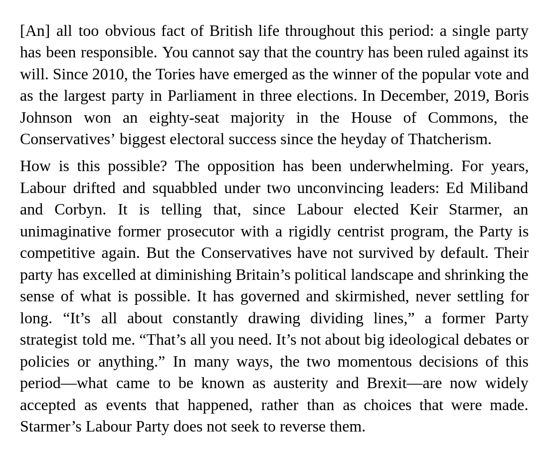 What Have Fourteen Years of Conservative Rule Done to Britain? Living standards have fallen. The country is exhausted by constant drama. But the UK can’t move on from the Tories without facing up to the damage that has occurred. Via the @NewYorker archive.is/NOdKJ