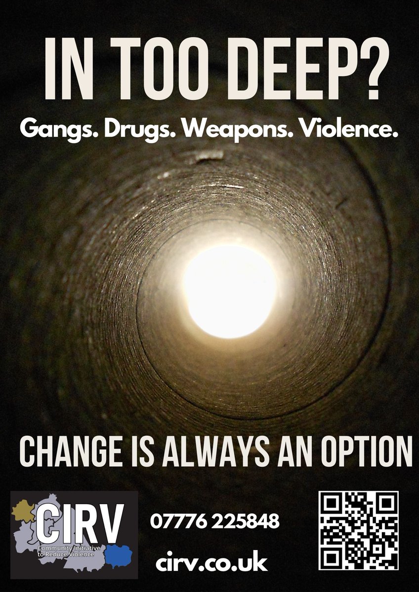 #CIRV 
#neverintoodeep 
Change is always an option. 

#Coventry #Westmidlands #Police #Changeyourlife #Countylines #Violence #Knifecrime #Lifenotknife