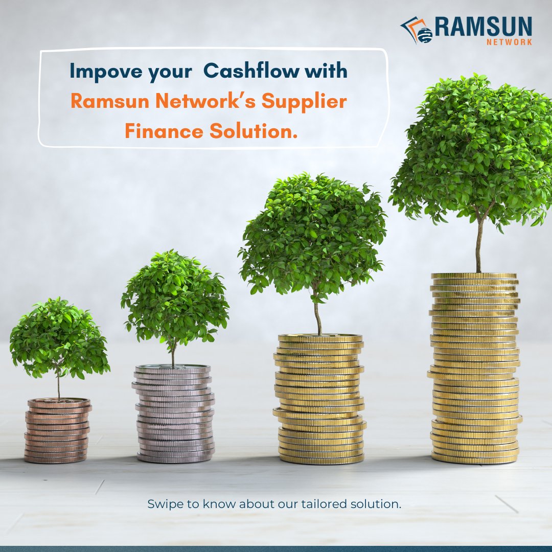 NetworkRamsun's tweet photo. Improve your cash flow with @NetworkRamsun’s (https://t.co/F3bPVzFuzC) Supplier Finance Solution. Flexible limits, instant payments, and easy tech integration. Ideal for #MSMEs and non-MSMEs. Swipe to learn more and contact us today!
#ramsunnetwork #supplychainfinance #cashflow https://t.co/LmyVjqUwSr