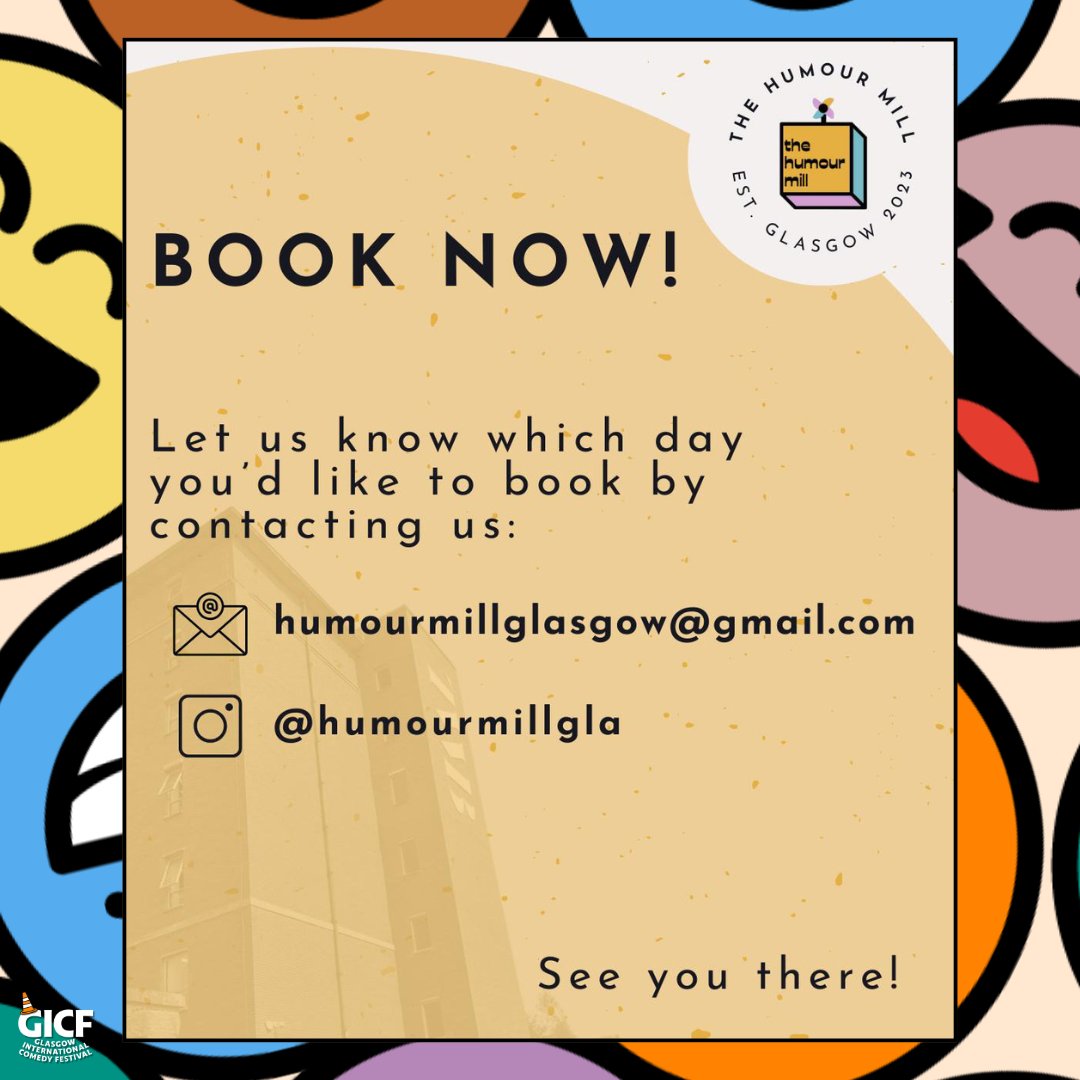 Working on a show?🎤 
Hunners of admin to get through? 📊
Getting ready for a neighbouring festival thats obvs not as good as Glasgow but still sorta cool?

Lucky you! ✨GICF✨ have teamed up @humourmillgla to offer our coworking space for comedians to work &amp; connect this summer!