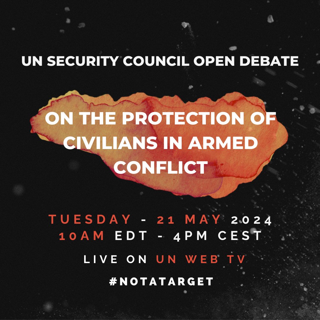 ⏰ It's today! Tune in to hear the @UN Security Council present @UN chief @antonioguterres’ new report on the protection of civilians in conflict. Civilians are #NotATarget and yet they are the main victims in armed violence. #PoCWeek2024 @UNOCHA 👉 webtv.un.org/en/asset/k1c/k…