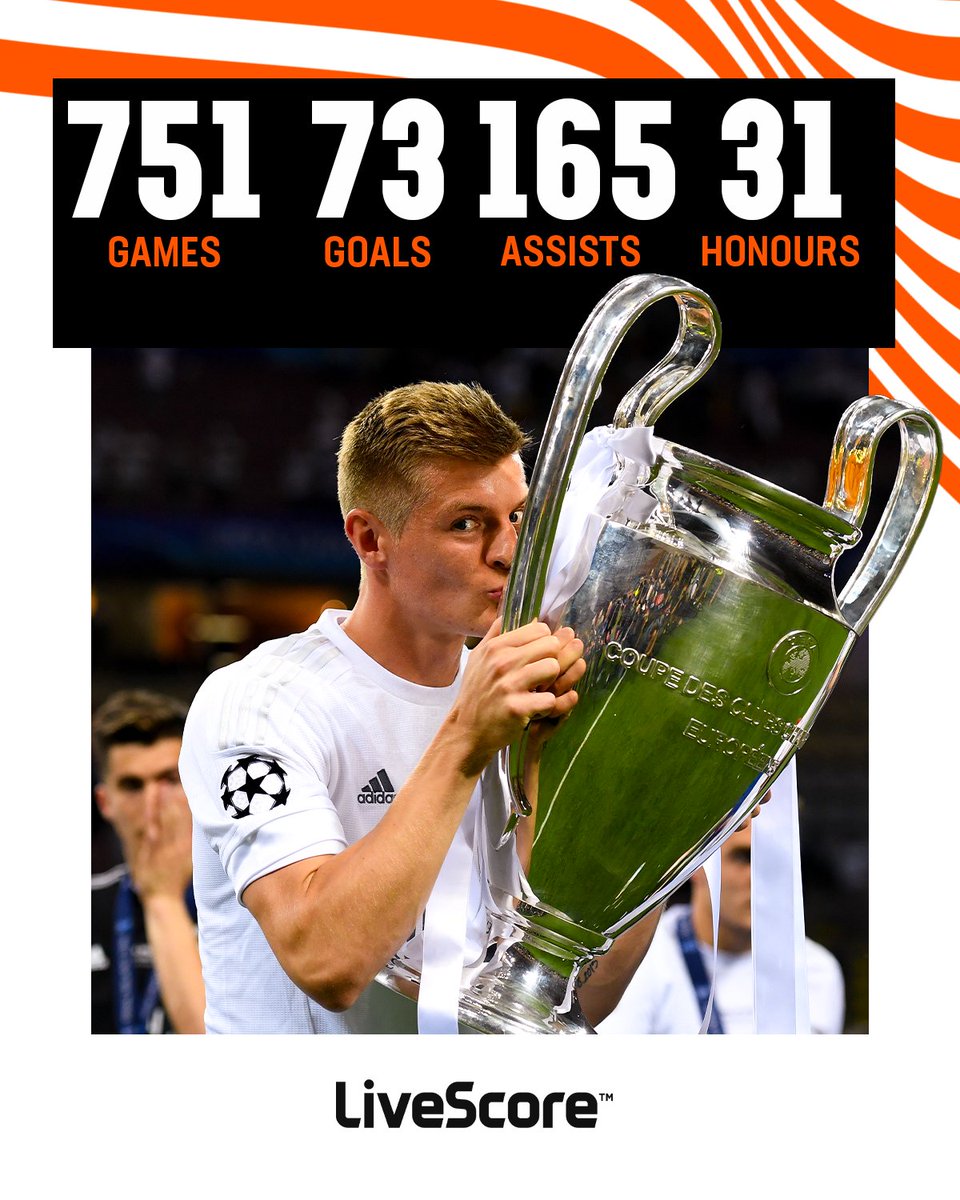 🚨 𝗕𝗥𝗘𝗔𝗞𝗜𝗡𝗚: Toni Kroos will RETIRE at the end of the season after EURO 2024 His club career stats are something else 👏🇩🇪🏆