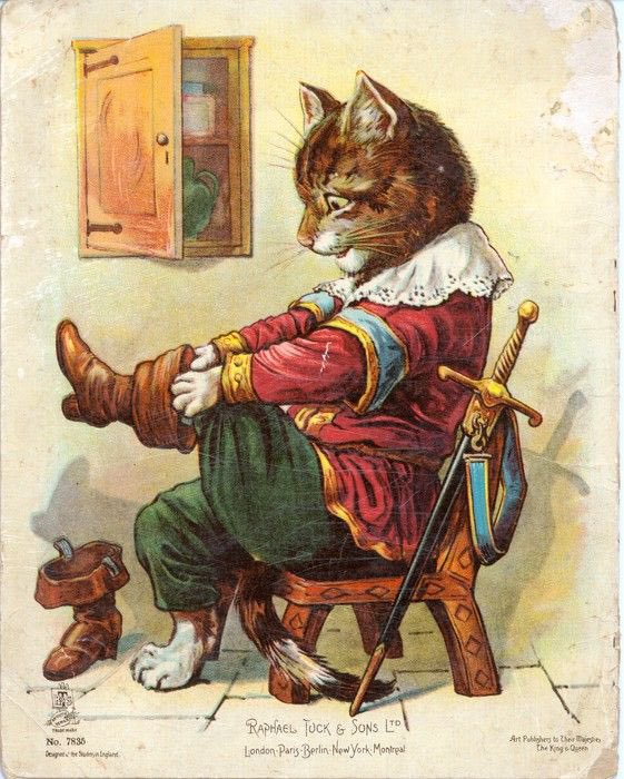 After receiving what he had asked for, the cat gallantly pulled on the boots and slung the bag about his neck.

Puss In Boots
Charles Perrault

#FairyTaleFlash #FairyTaleTuesday 

art: Vintage illustration
