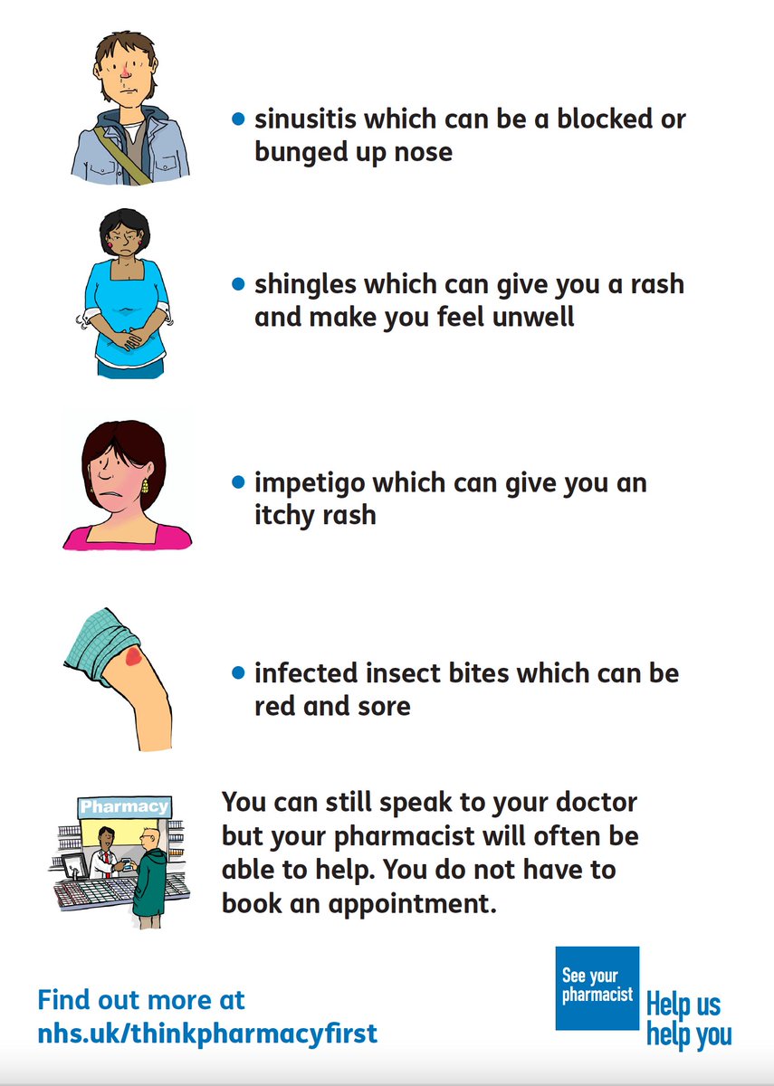 Your local pharmacist can now treat you and give you medicines for some illnesses without you having to see a doctor first. Find out more at nhs.uk/nhs-services/p…
#Pharmacy #Medicine #EasyRead #HelpAvailable #LearningDisability