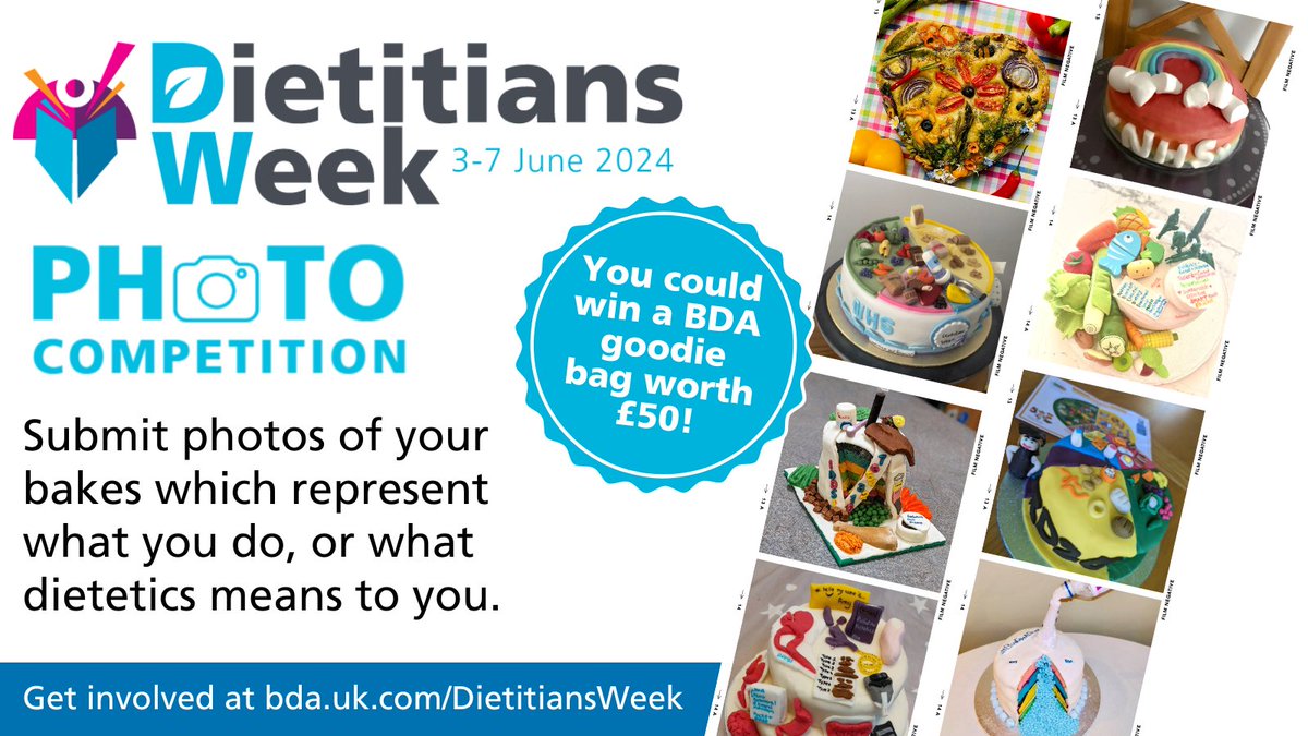 Members, final week to enter the #DW2024 baking competition! 🍰🥧 Submit a photo of your ‘showstopper’, which visually represents your role as a dietetic professional, or what dietetics means to you - you could win a £50 prize 🏆 Enter by 28 May 👇 bda.uk.com/news-campaigns…