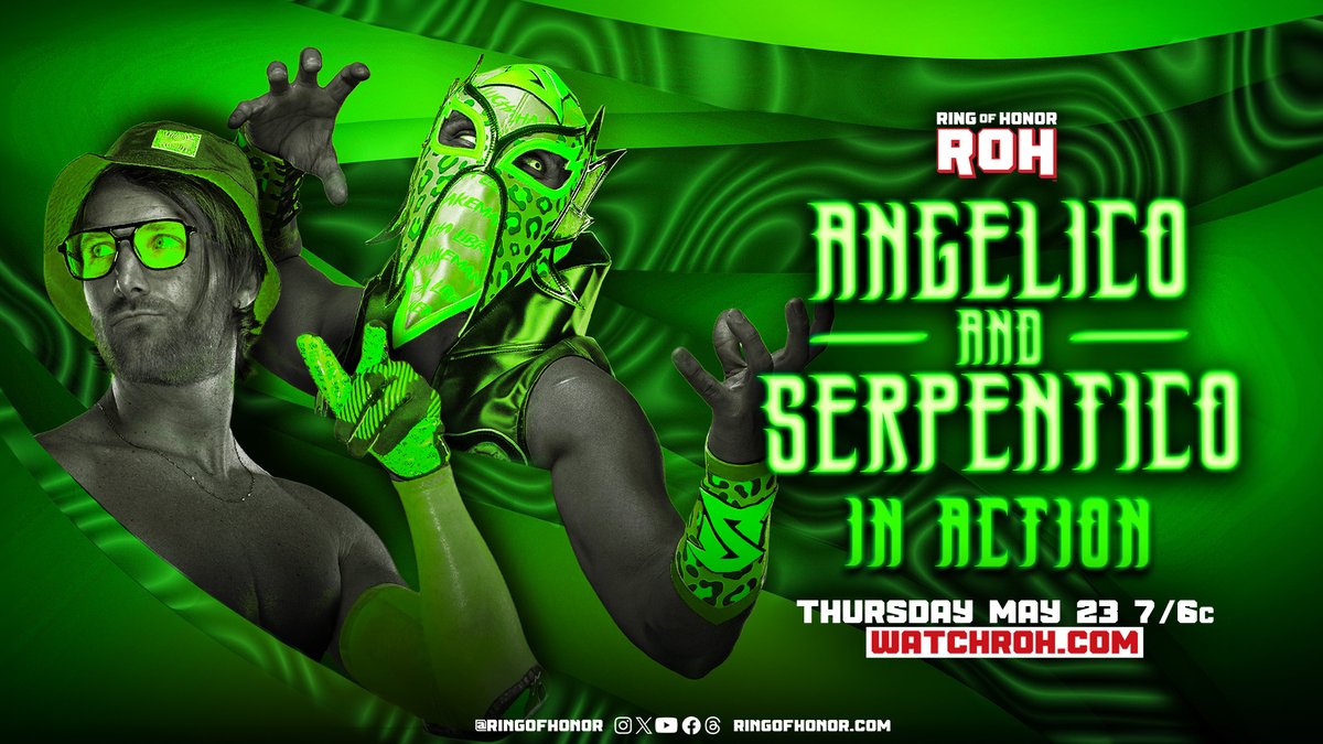 Still reeling from the post-match attack from Garrison & Karter, @Angelico_AEW & @KingSerpentico will be in action as they look to advance further in the ROH tag team rankings. 📺 Watch ROH TV on #HonorClub at WatchROH.com 7/6c