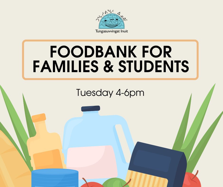 Happening today, Tuesday May 21st, the Food Bank for Inuit families (with kids 17 and under) and Inuit students, is open from 4-6pm at 297 Savard Ave, Ottawa, in the modular building. Don't forget to bring your bags! See our full schedule here: tiontario.ca/foodsecurity.