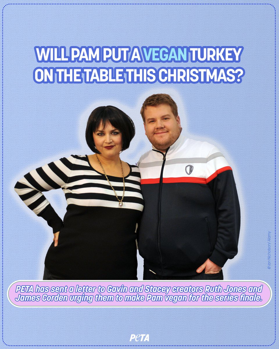 By making Pam vegan for the finale, she’ll enjoy a ‘well lush’ spread AND shed her feared “Three Steaks Pam” reputation. @JKCorden🤭🎁#GavinAndStacey