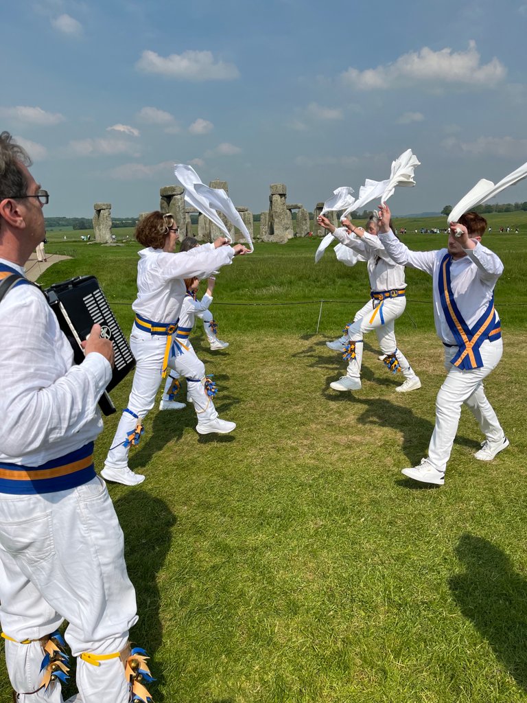 Wonderful to welcome Sarum Morris, Lyme Morris and Fleur de Lys to Stonehenge. The earliest known record of Morris dancing is from 1448. However, it wasn’t until 1939 that these traditional folk dancers were recorded at Stonehenge - but that's not to say they didn’t come before!