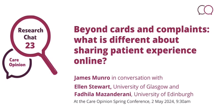 Why is online patient feedback different from "traditional" methods like cards and complaints? 
Our latest research chat is now available on the <a href="/careopinion/">Care Opinion</a> blog 😊 
careopinion.org.uk/blogposts/1186…