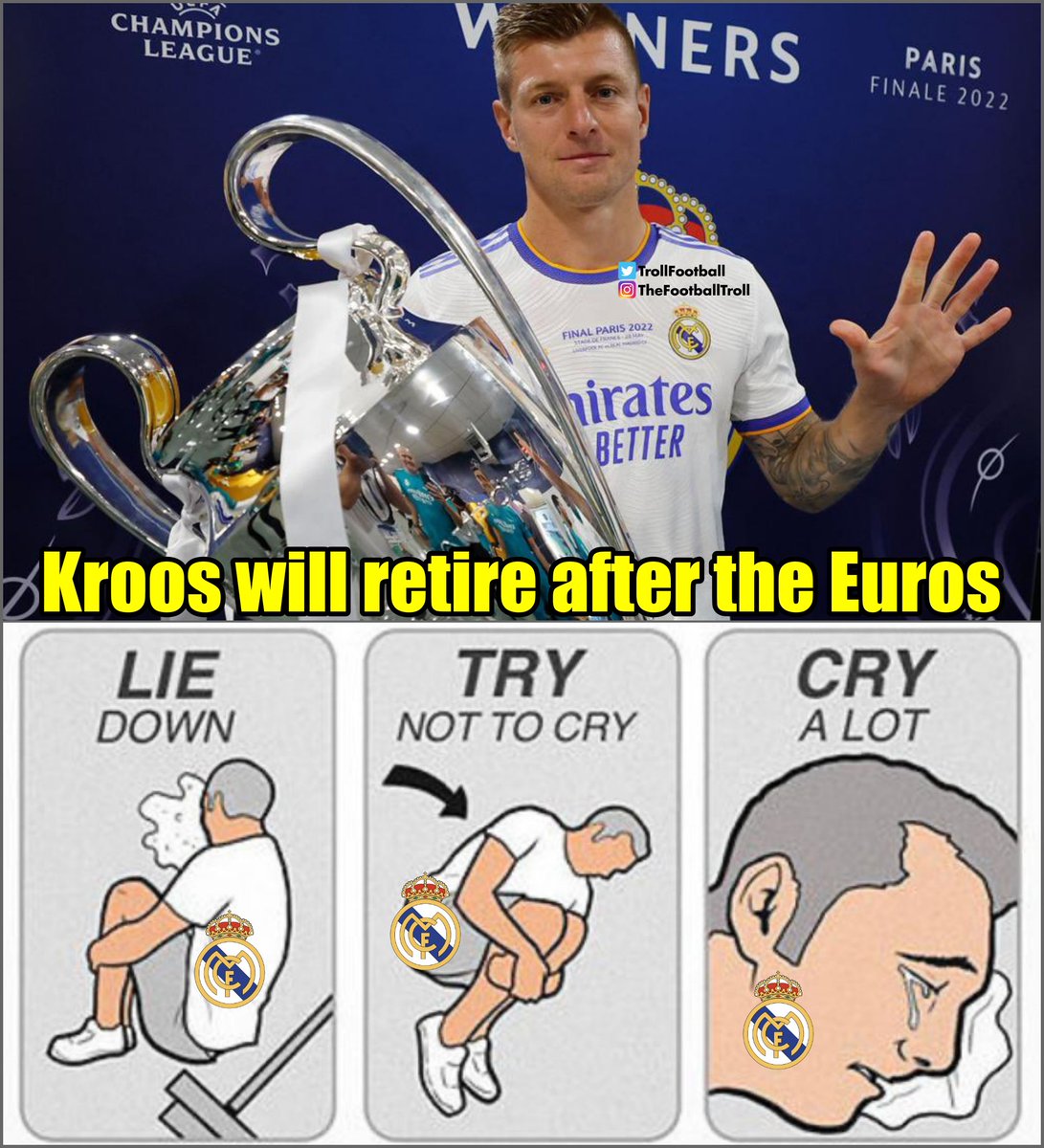 Real Madrid fans seeing the news of Kroos' retirement