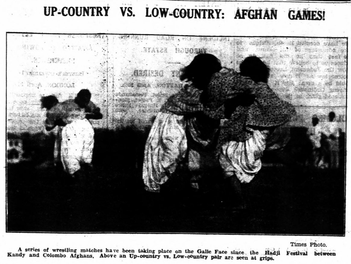 Here’s a preview for next week’s talk (announcement and photo of Eid wrestling tournaments among Afghans at Galle Face, Times of Ceylon, 1927 & 1932). Come along even if you’re a “Rowdy and Vain Waster!” 😉 Sign up here: docs.google.com/forms/d/e/1FAI…
