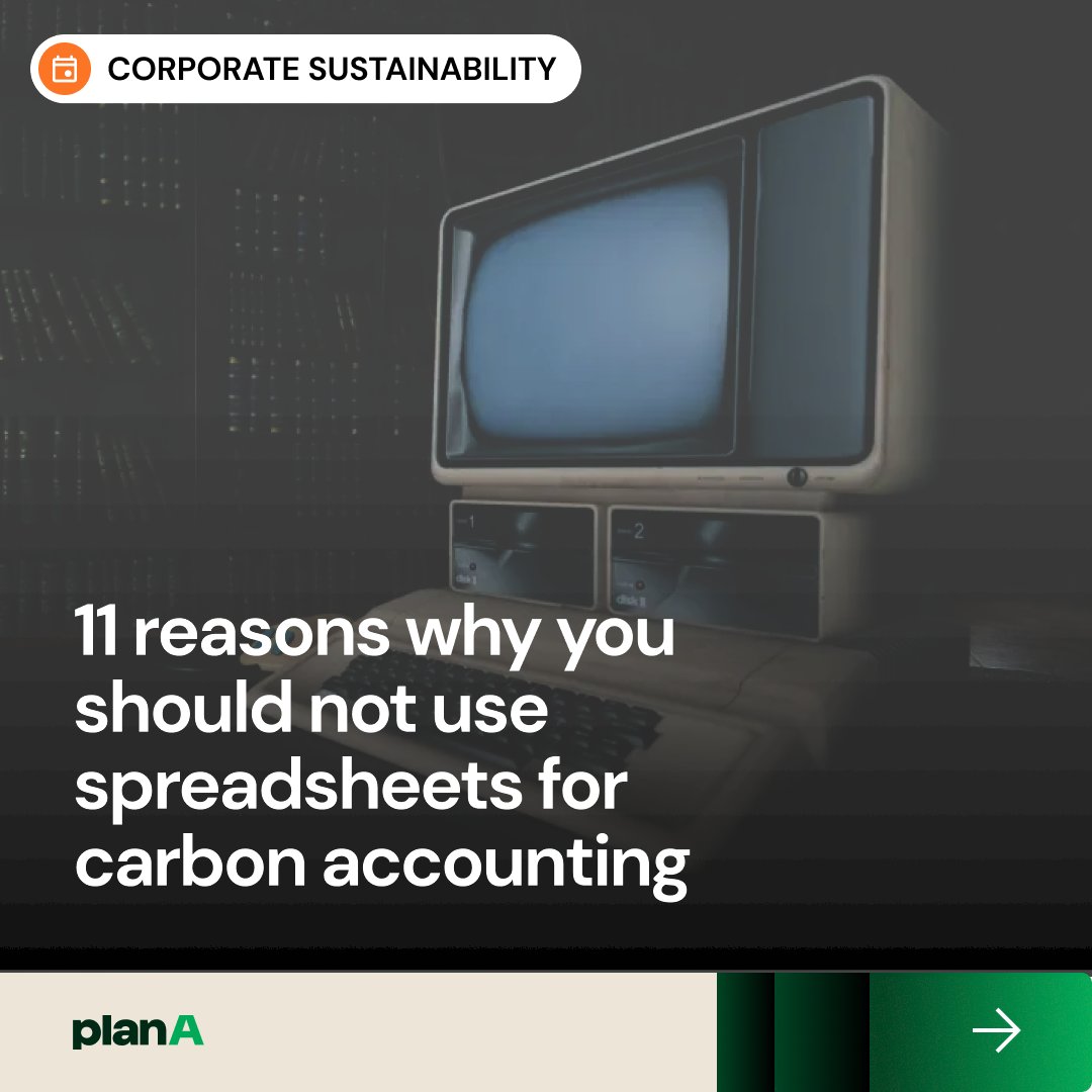Using spreadsheets for carbon accounting leads to inaccuracies and missed opportunities. With growing environmental responsibilities, specialized tools are essential. Discover why dedicated carbon accounting software is a game-changer.

Learn more: bit.ly/4bINQDW

#planA